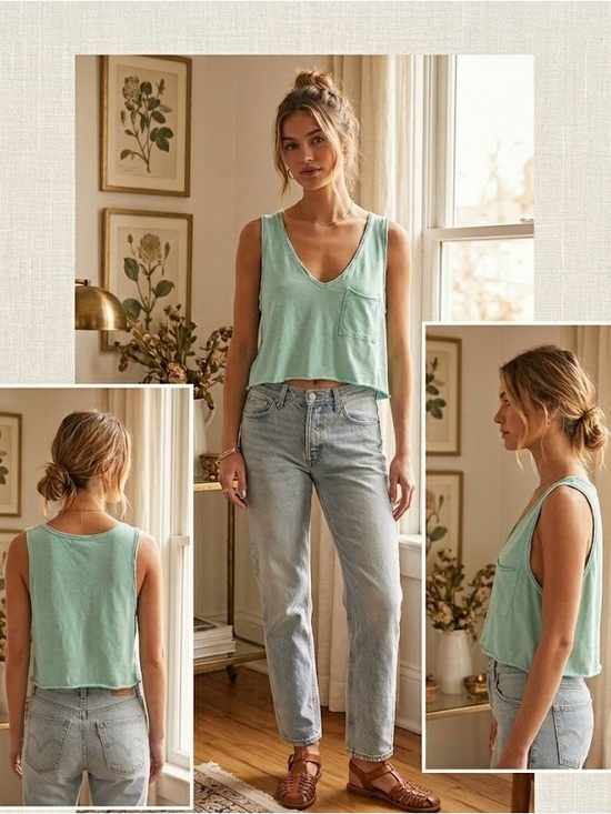 Altar'd State Tops - Altar’d State Cropped Tank- Turquoise